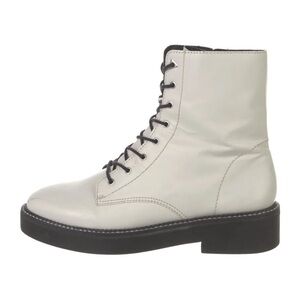 Women’s Shutz White Lace-Up Leather Combat Boots